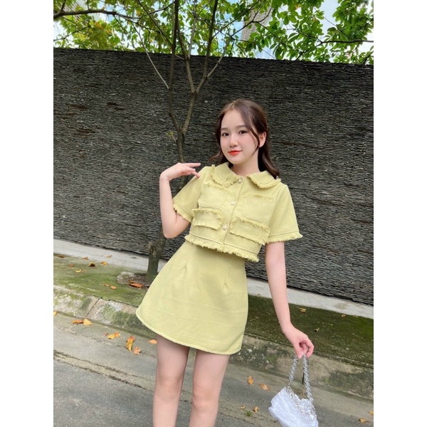 SET CROP BỐ DẠ VÀNG TƯA LAI + CHÂN VÁY