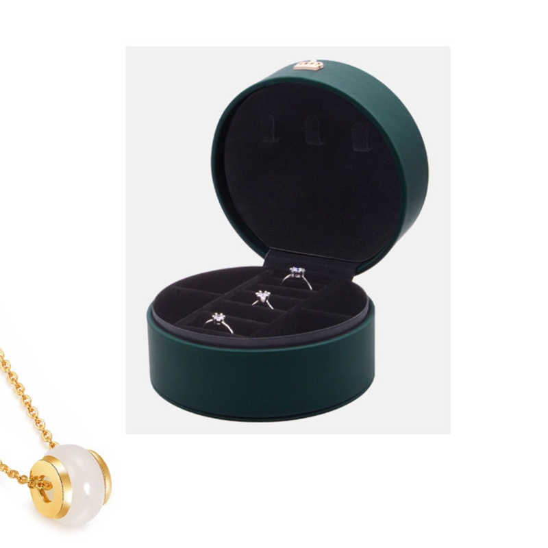 Flgo Hộp Đựng Trang Sức Bằng Da PU Hình Tròn / Vương Miện Tiện Dụng Mang Theo Du Lịch