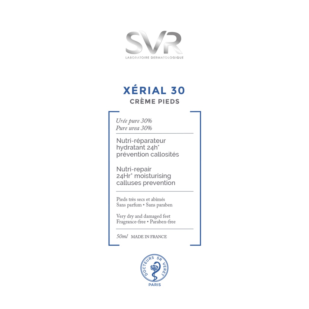 [TEM VIỆT NỮ] SVR Xerial 30 Crème Pieds 50mL - Kem Dưỡng Da Chân Rất Khô &amp; Nứt Nẻ