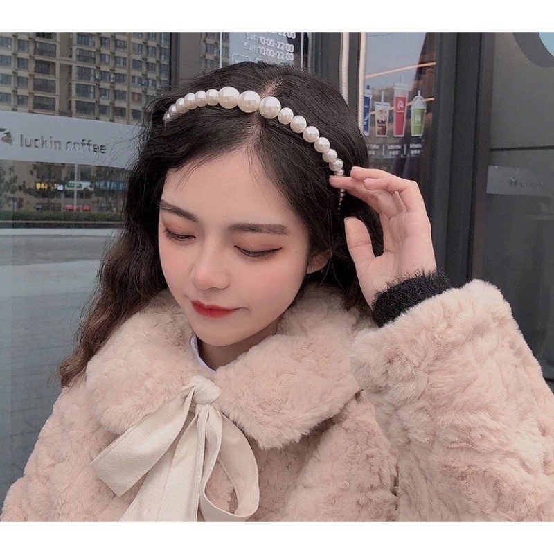 Băng đô hạt trai đài loan cài tóc bê quả cao cấp sang trọng
