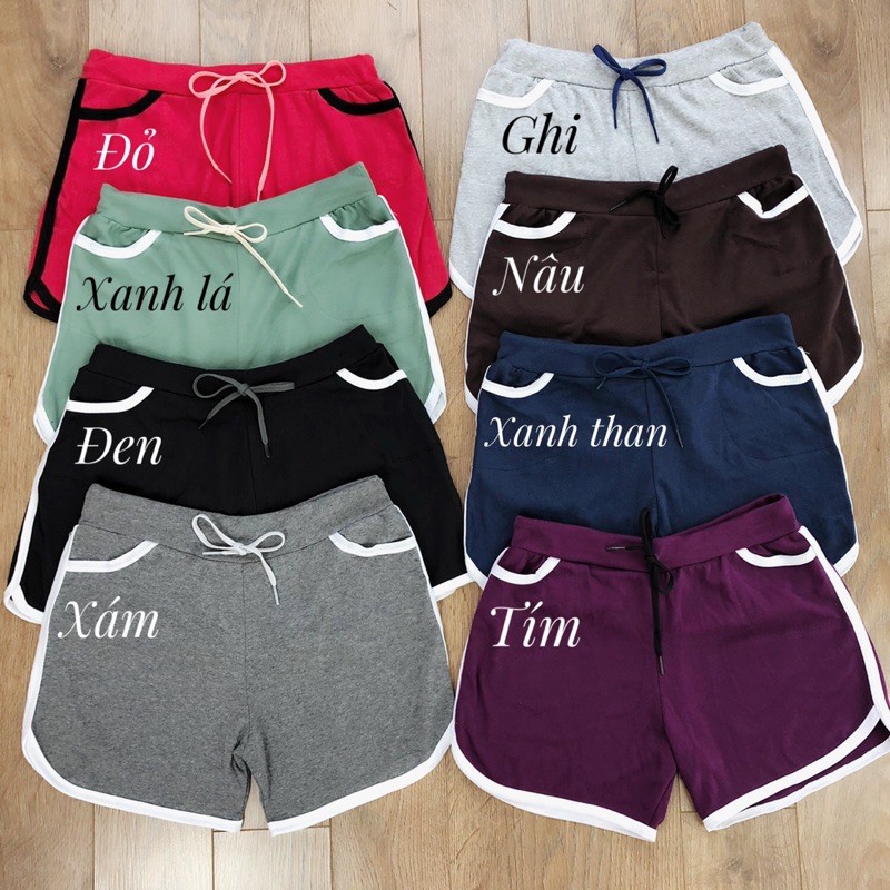 Quần đùi nữ thể thao nhiều màu chất thun cotton