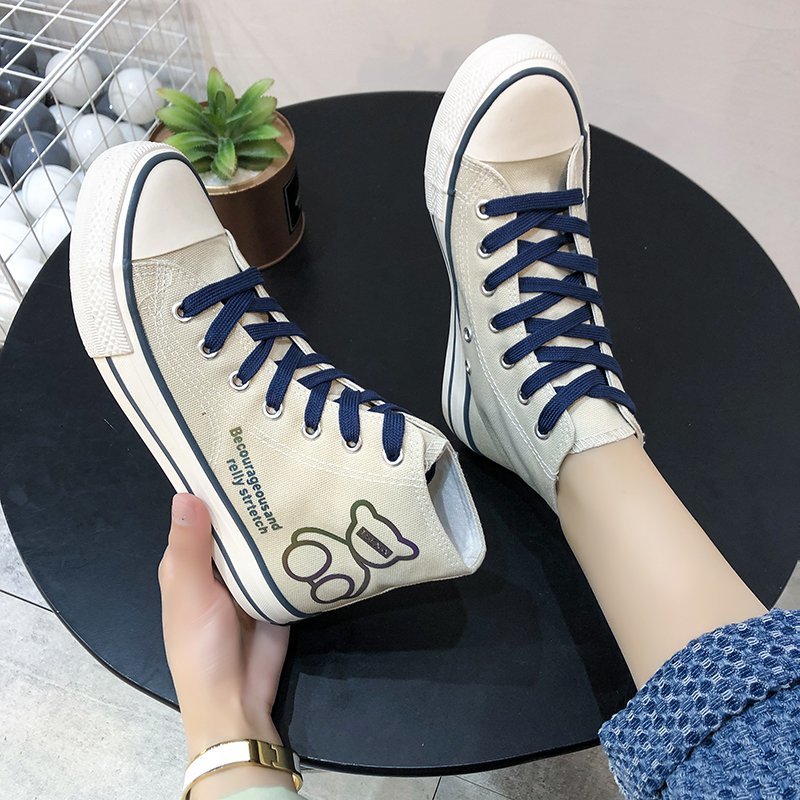 [Ready stock] high-top canvas shoes couple canvas shoes multi-size fashion couple shoes Korean version increased canvas shoes