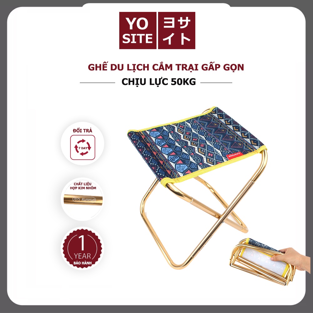 Ghế gấp gọn dã ngoại mini ghế du lịch cắm trại câu cá nhỏ gọn tiện dụng hợp kim nhôm chịu tải trọng 70kg