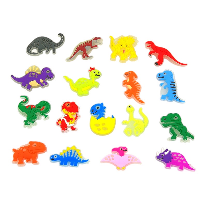 CROCS Set 12/17 Phụ Kiện Trang Trí Giày Dép Hình Khủng Long Dạ Quang Bằng PVC