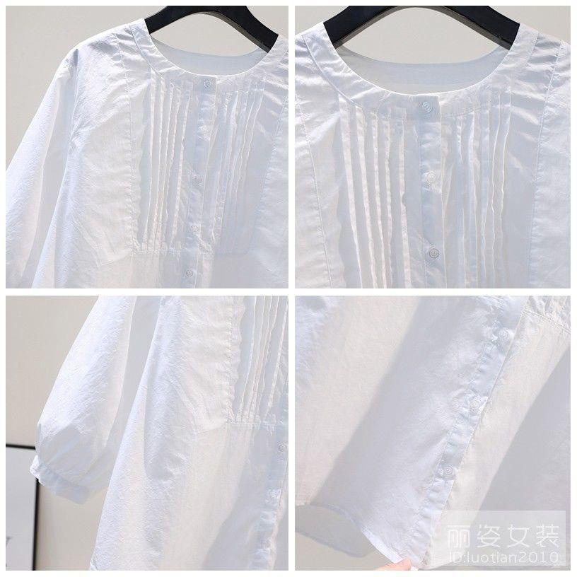 Áo Sơ Mi chiffon Cổ Tròn Xếp Ly Ba Phần Tư Màu Trắng Thời Trang Mùa Hè Hàng Mới Dành Cho Bạn Nữ s 2022