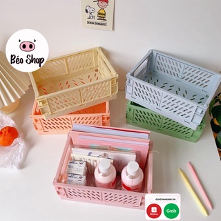 Giỏ đựng đồ đa năng , kệ đựng mỹ phẩm đồ dùng học tập decor bàn học bằng nhựa gấp gọn tiện lợi