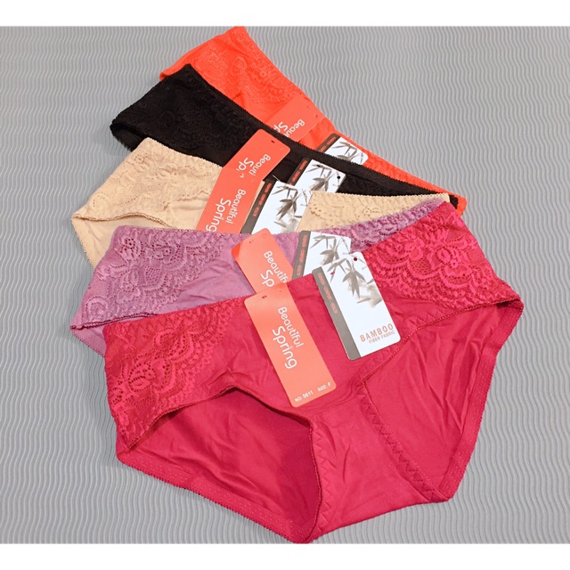 Com bo 5 quần lót nữ cottong sợi tre kháng khuẩn phối ren BamBoo 5611