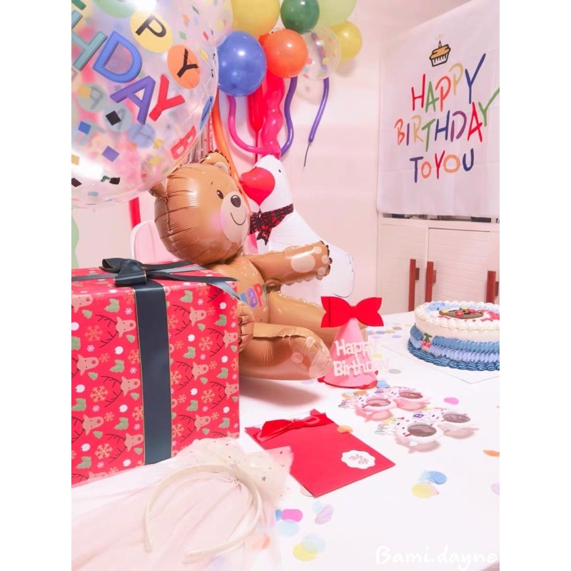 Phông vải trang trí sinh nhật Happy Birthday phong cách Hàn Quốc