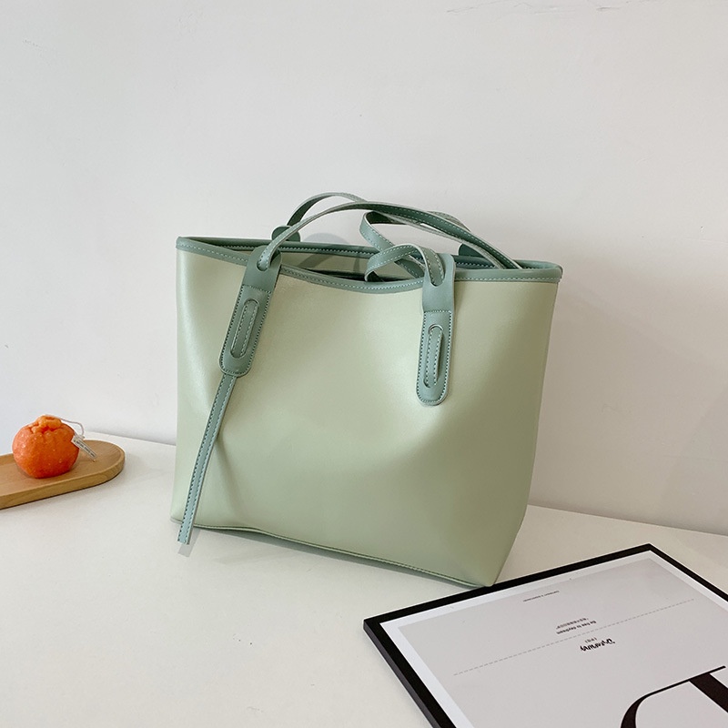 Túi Tote Đeo Vai Màu Trơn Cỡ Lớn 2022 Thời Trang Mùa Xuân Cho Nữ