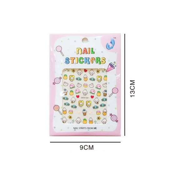 Z0683  Sticker dán móng 3D hoạt hình nhiều mẫu cho bé