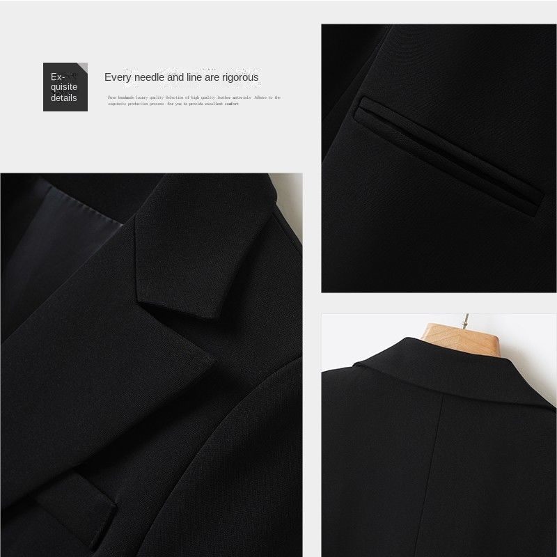 Áo Khoác Blazer Hai Hàng Nút Cài Ôm Dáng Màu Đen Phong Cách Anh Quốc Thời Trang 2023 Cho Nữ