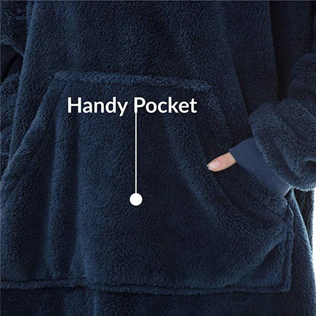 Áo hoodie kiểu chăn mền quá cỡ vải flannel hai mặt đáng yêu dành cho cặp đôi