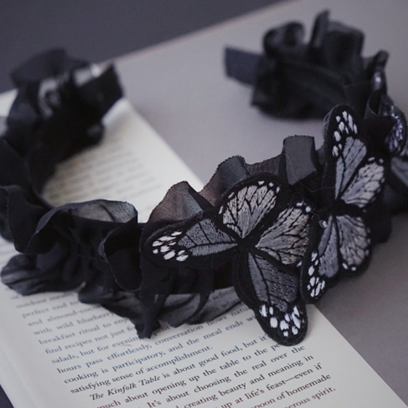 Băng Đô Cài Tóc Thêu Hình Bướm Lãng Mạn Thời Trang Cho Nữ