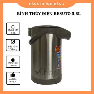 Bình thủy điện besuto 5.8l, đun sôi, giữ ấm, đế xoay 360 độ, bơm nước tự động, bh 12 tháng