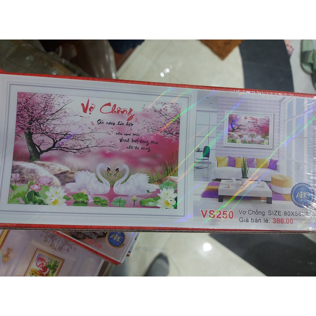 Tranh đính đá thư pháp vợ chồng VS250 (80 x 56 cm)