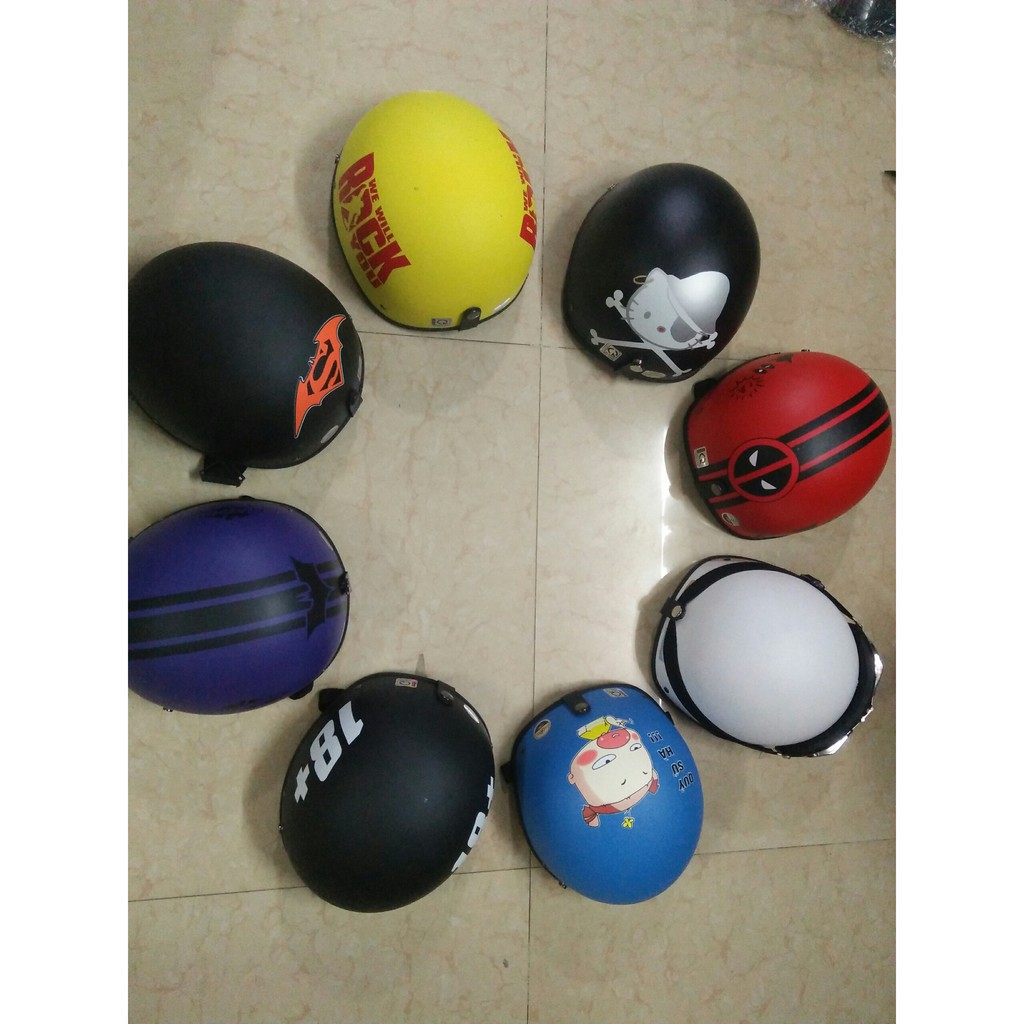 Nón đi xe máy nửa đầu 1/2 batman, người nhện, siêu nhân