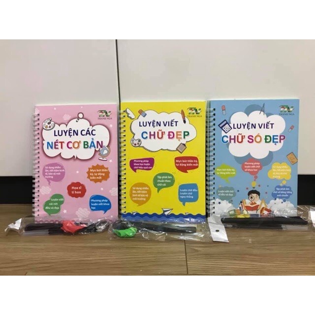 Đồ chơi giáo dục - combo tranh tự xóa tiếng Việt luyện chữ số nét cơ bản