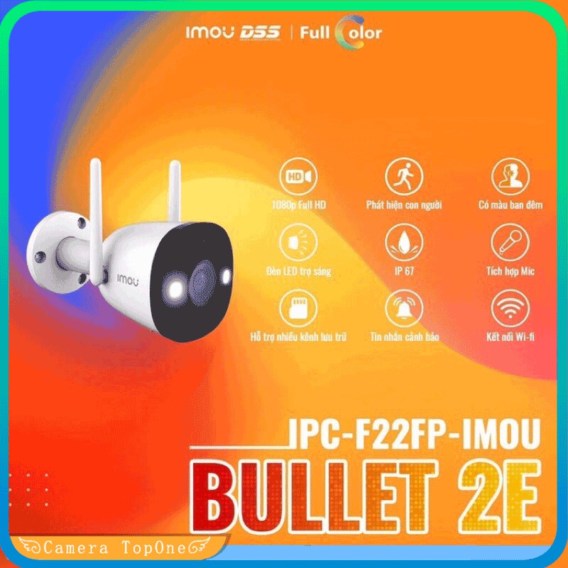 Camera IP wifi Imou F22FP 1080p ( Bullet 2E ) - Camera Full Color có màu 24/24, Combo tùy chọn thẻ nhớ