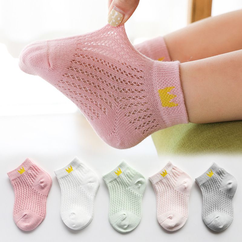 BooBoo BaBy - Set 5 Đôi Tất Lưới Thêu Hình Cho Bé Phù Hợp Nằm Điều Hoà