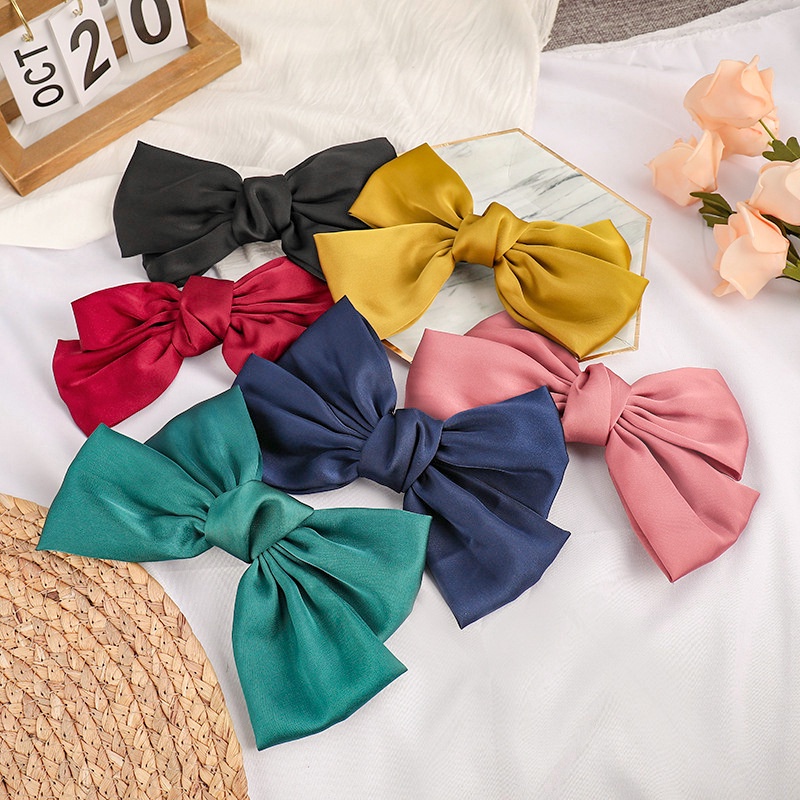 Kẹp tóc, kẹp nơ làm điệu cho nữ, vải lụa satin nhiều màu siêu xinh, hang đẹp, giá rẻ