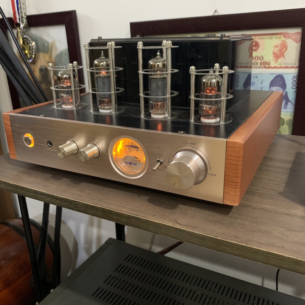 Ampli đèn 4 bóng tích hợp Nobsound MS10D + tặng jack AV chất âm mộc mạc mặt phay nhôm xước Bảo Hành 12 Tháng