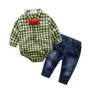 Set sơ mi - quần jean cho bé