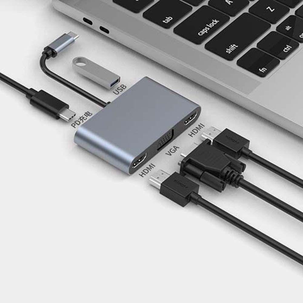 Bộ Chuyển Đổi USB C Hub 4K MST Sang HDMI Type C Sang VGA Adapter USB3.0 PD