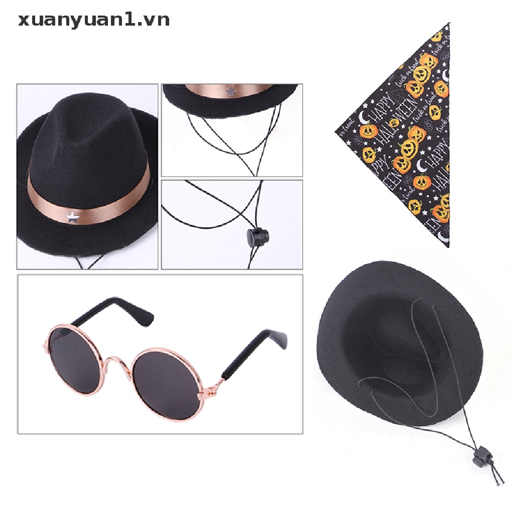 1 Set Phụ Kiện Nón Và Cài Tóc Hóa Trang Halloween Cho Thú Cưng