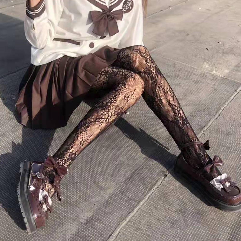 MXGOODS Quần tất ren hoa rỗng kiểu Lolita Nhật Bản cổ điển gợi cảm nhiều màu sắc cho nữ