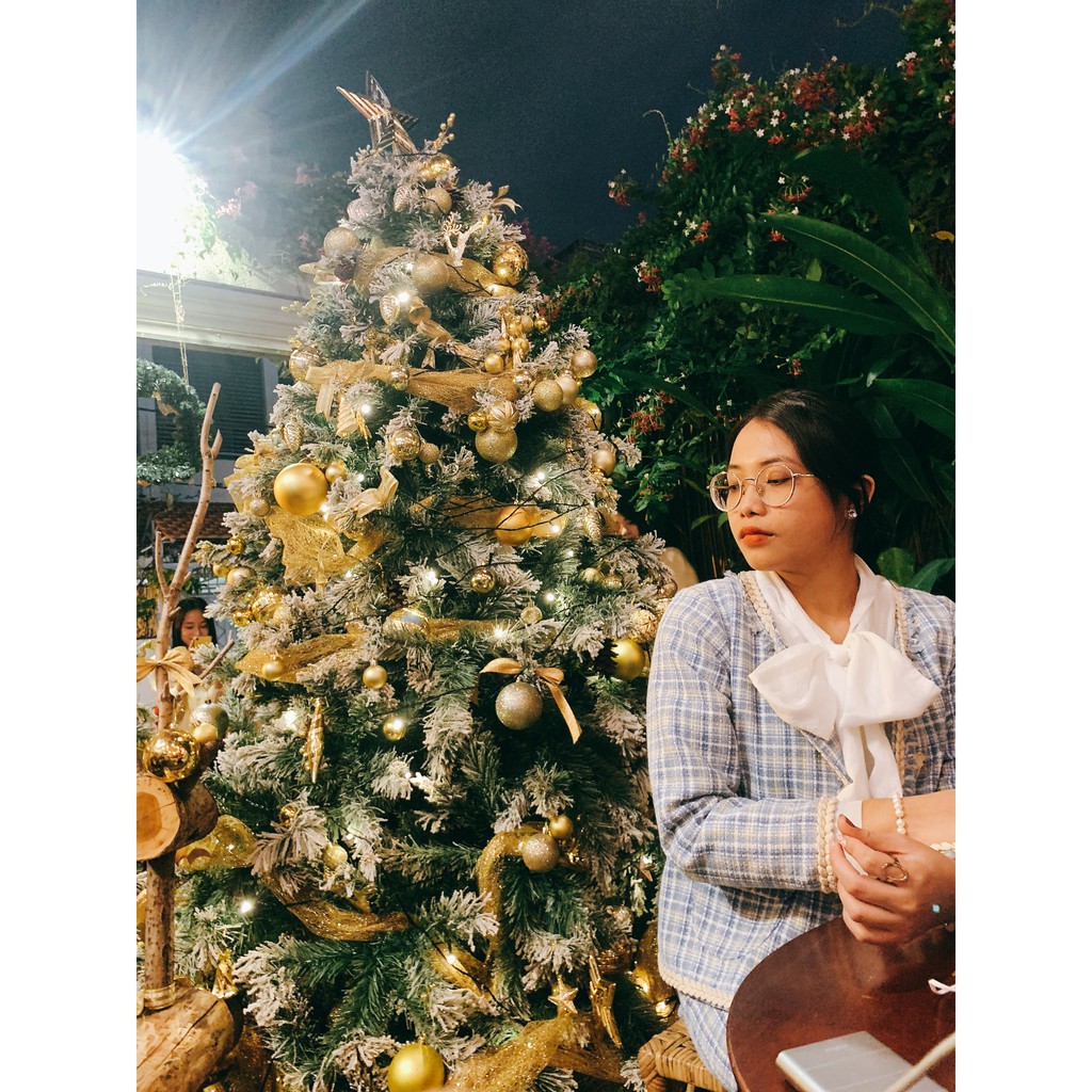 Set dạ tweed xanh hai lớp