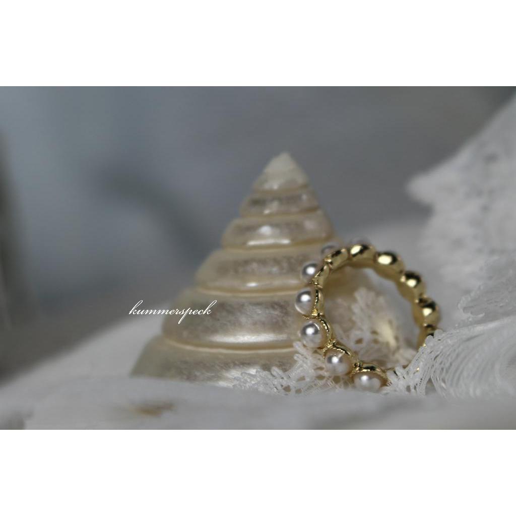 Nhẫn Đeo Tay Kim Loại Đính Ngọc Trai Giả Thanh Lịch Cho Nữ