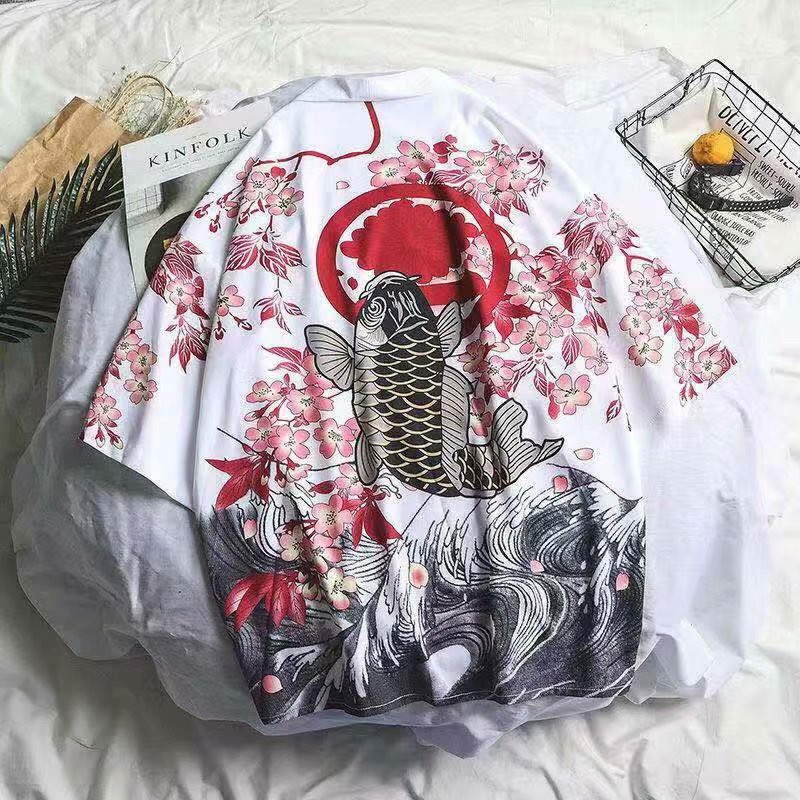 Áo Khoác Kimono In Họa Tiết Thời Trang Cho Nam Nữ