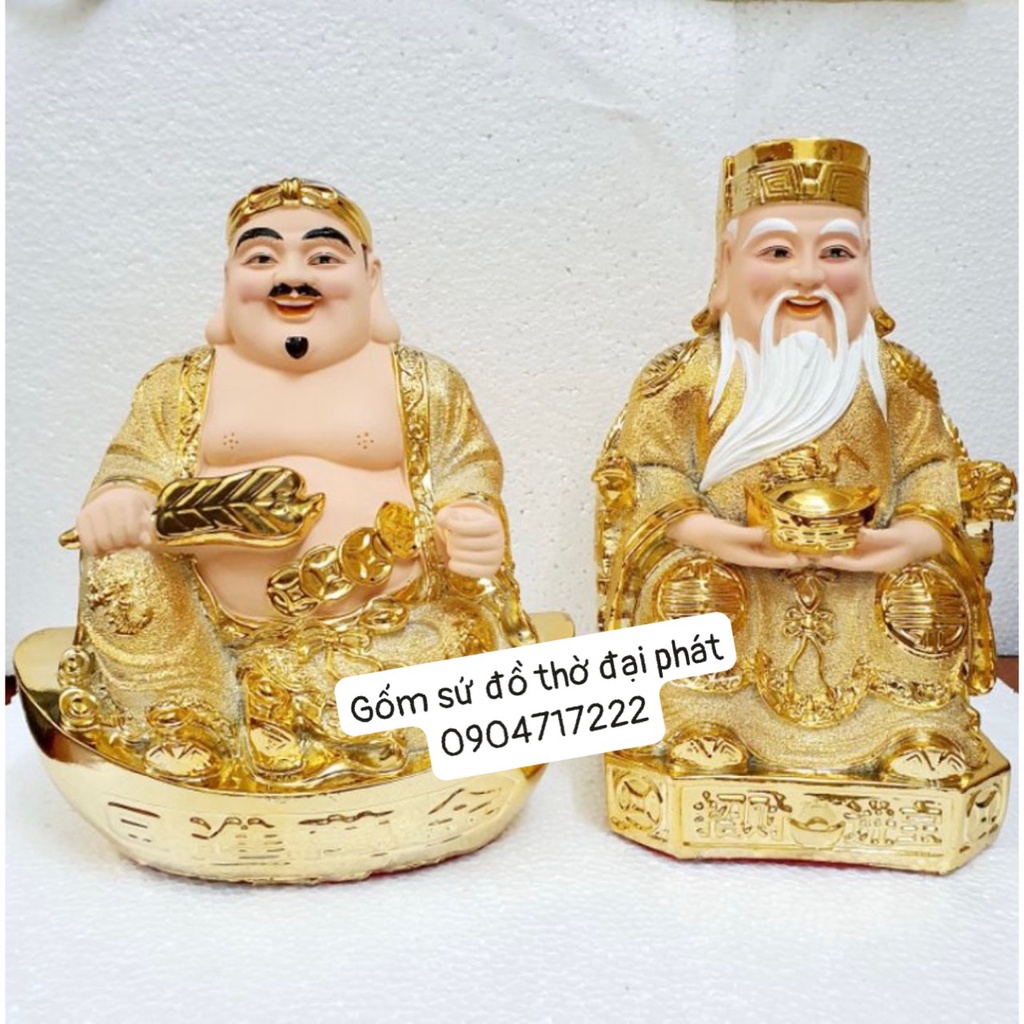 Cặp tài địa kim sa vàng, Thần tài thổ địa cao 25cm