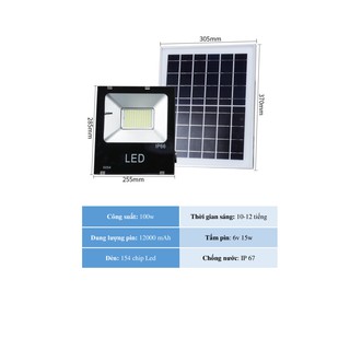 Đèn LED năng lượng mặt trời 100w - Bảo hành 3 năm - Chuẩn chống nước IP67