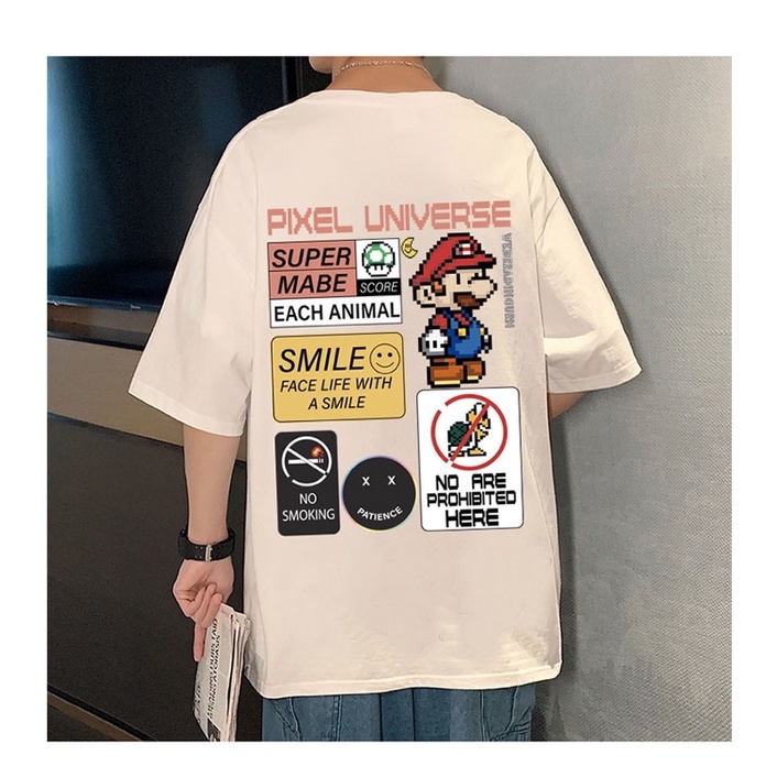 [Rẻ vô địch] Áo thun cotton tay lỡ dáng rộng unisex freesize dành cho nam và nữ -Mario