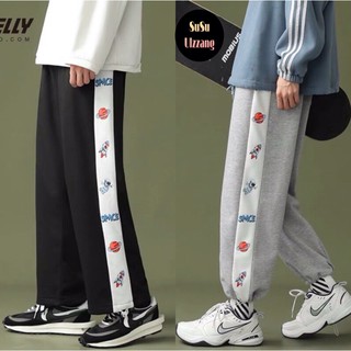 Quần dài nam 1 line in hình SPACE dáng rộng dây rút ống Unisex Nam nữ