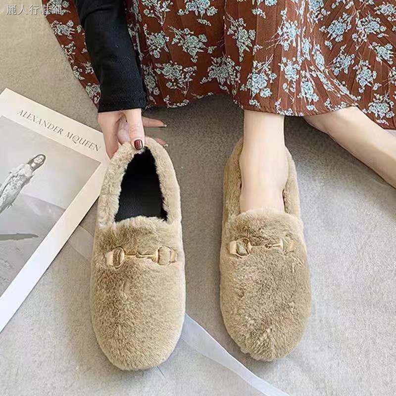 Plus Giày Lười Phối Nhung Dày Ấm Áp Xinh Xắn Cho Nữ Kiểu Hàn Quốc | BigBuy360 - bigbuy360.vn