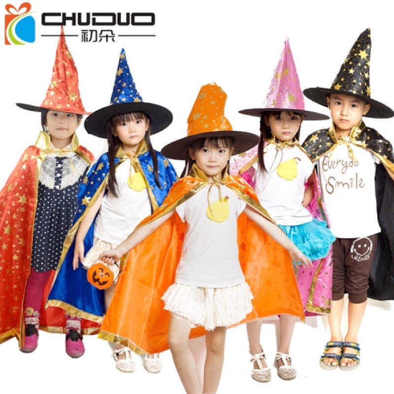 TRỌN BỘ ÁO CHOÀNG KÈM NÓN HOÁ TRANG PHÙ THUỶ CHO CÁC BÉ