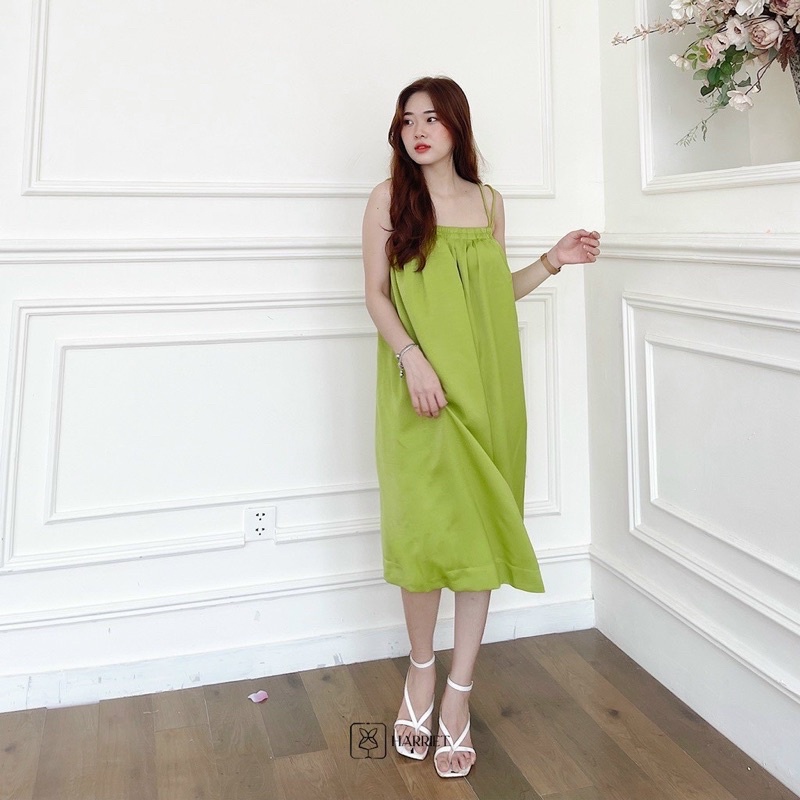 Váy 2d midi xanh bơ