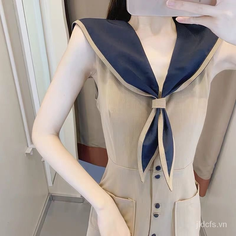 Đầm Midi Cổ Thủy Thủ Thời Trang Mùa Hè Pháp Cổ Điển Dành Cho Nữ 2021 | BigBuy360 - bigbuy360.vn