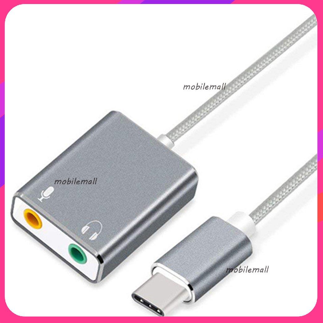 Mới USB sound card aluminum alloy TYPE-C to audio Microphone two-channel sound card