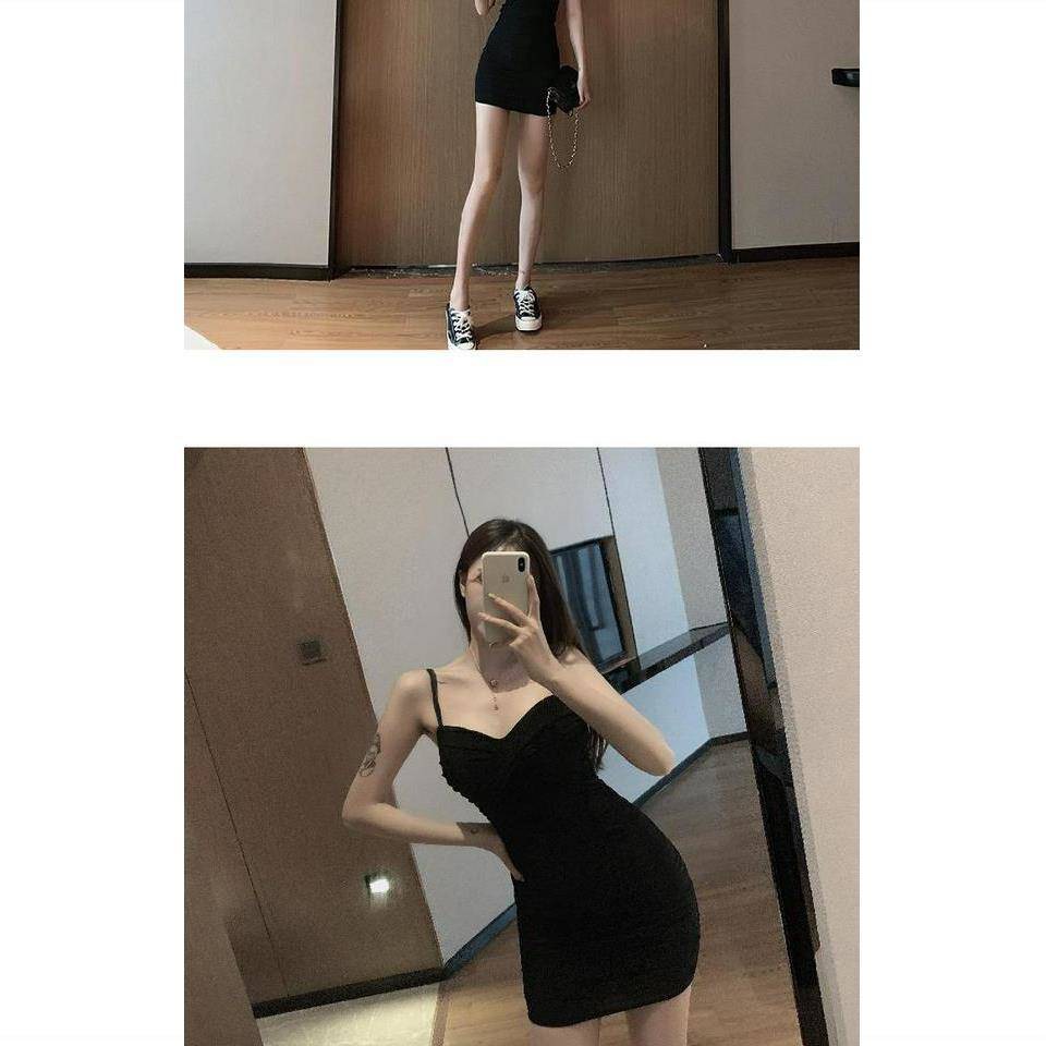 Sexy Slim Slim Váy yếm mỏng Váy nữ đáy mùa thu Eo cao Váy ngắn Váy xếp li khí chất Đầm dự tiệc mùa hè