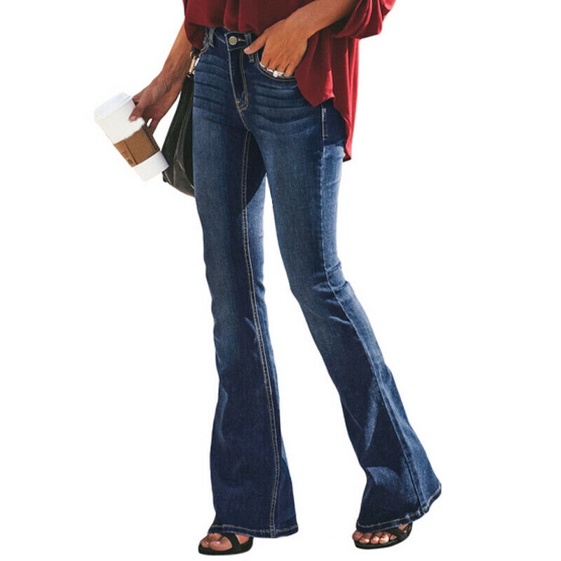 Quần jean dài thiết kế ống loe thời trang cho nữ