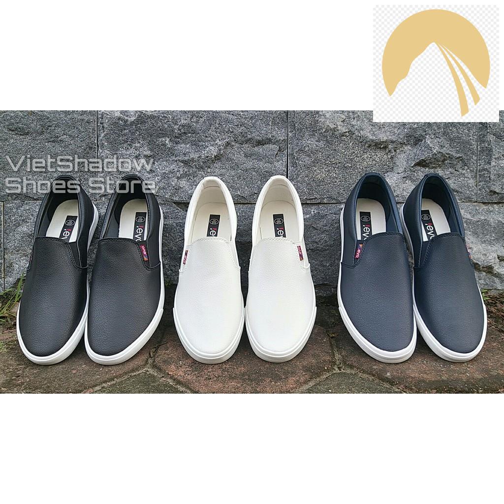 Slip on da - Giày lười da nam cao cấp thương hiệu LEYO - Da PU 3 màu đen, trắng và xanh navy - Mã SP A5192