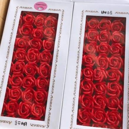 HOA SÁP .HỘP GỒM 50 ĐẦU BÔNG HOA HỒNG SÁP THƠM VĨNH CỬU .