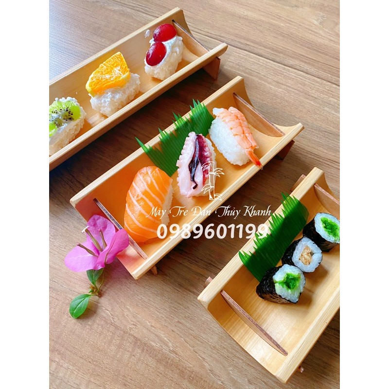 Khay tre, ống tre đựng đồ ăn, sushi, bánh kẹo, hoa quả, decor trang trí