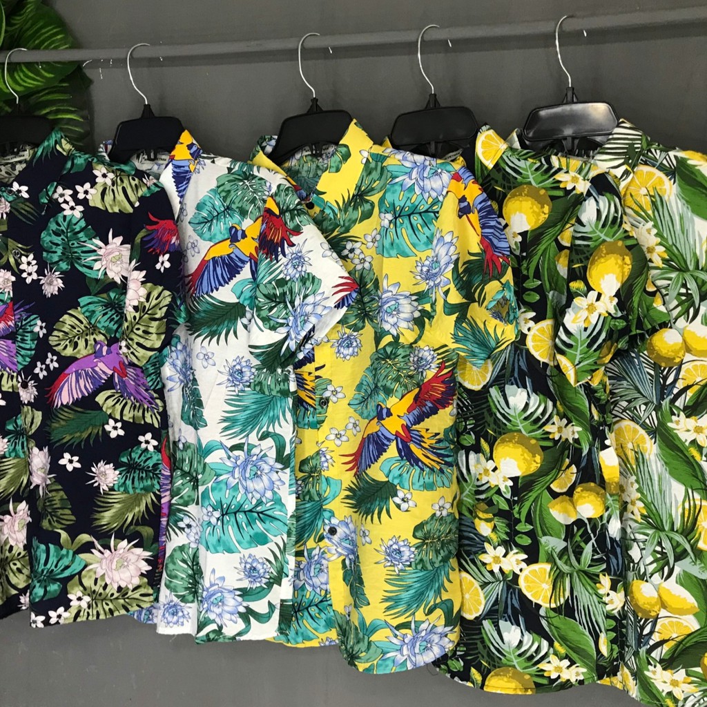 [Mã FAMAYMA2 giảm 10K đơn 50K] [Mẫu mới 2021] Áo sơ mi phong cách Hawaii áo hoa lá cây đi biển vải đũi loại đẹp | BigBuy360 - bigbuy360.vn