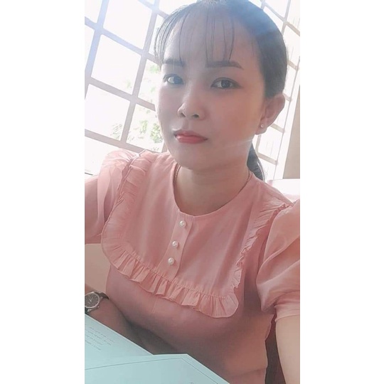 ]Áo sơ mi nữ công sở thời trang NGỌC HUYỀN vãi Voan tơ màu hồng cổ vuông ren ngực tay ngắn lưới.