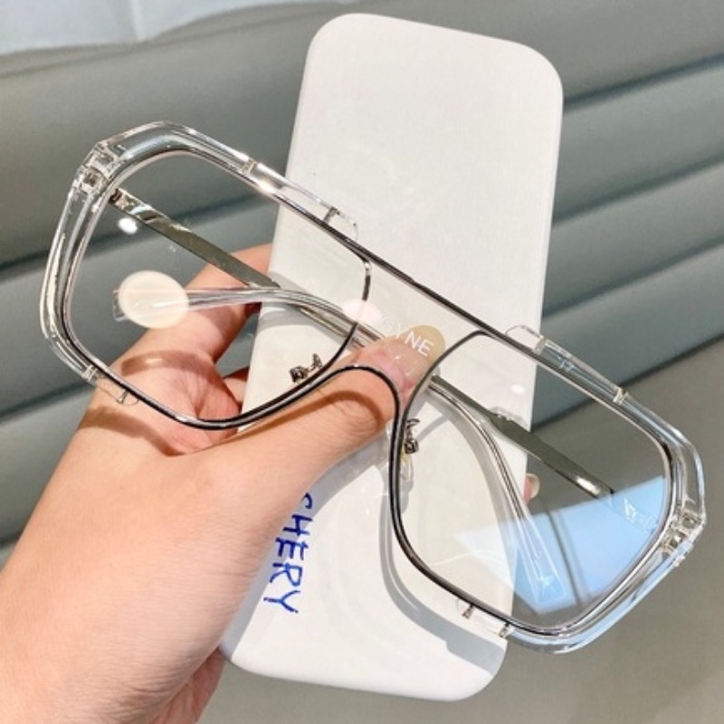 Kính Mát Gọng Kim Loại Lớn Chống Tia Uv400 Phong Cách Âu Mỹ Thời Trang Cho Nam Và Nữ