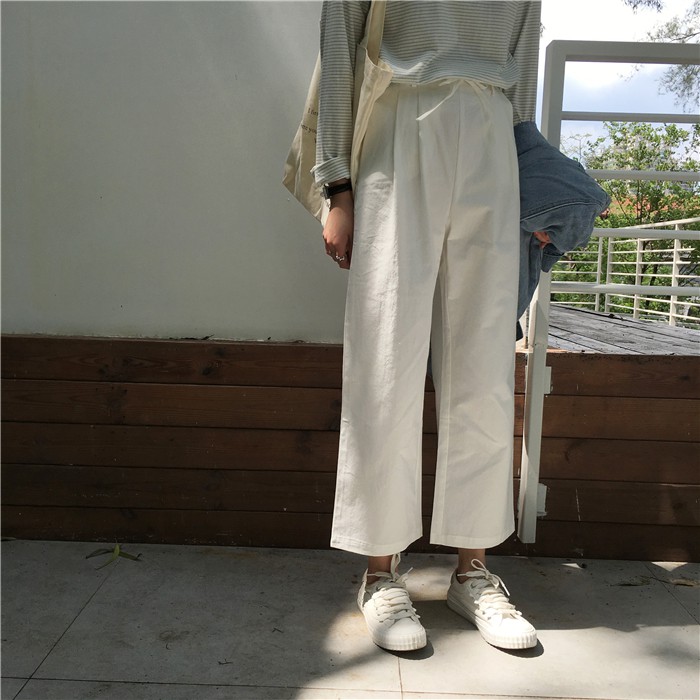 Quần Kaki eo cao ống rộng 5 màu (Q03) - Hàng có sẵn
